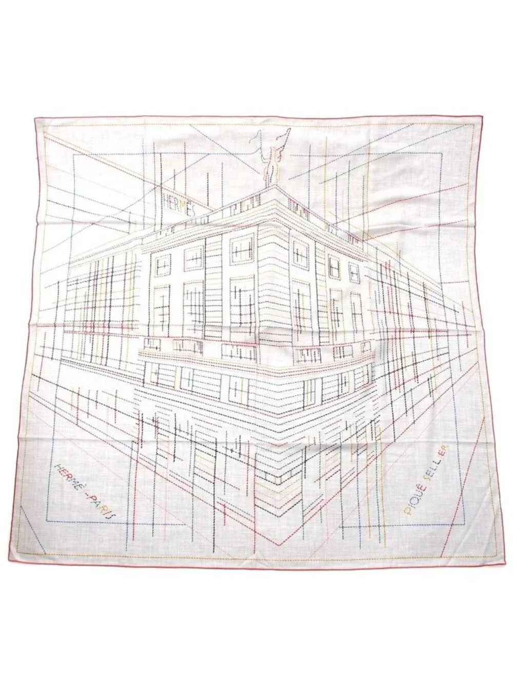 Hermes Cashmere Silk Carre Geant Pique Sellier Series Scarf Multicolor